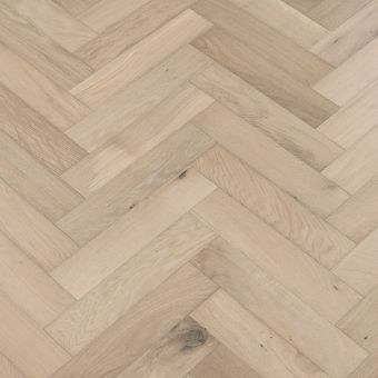Resized Small Herring Shale: Shale-coloured small herringbone pattern flooring from Jordan Wood Floors, featuring a smooth and earthy grey tone.